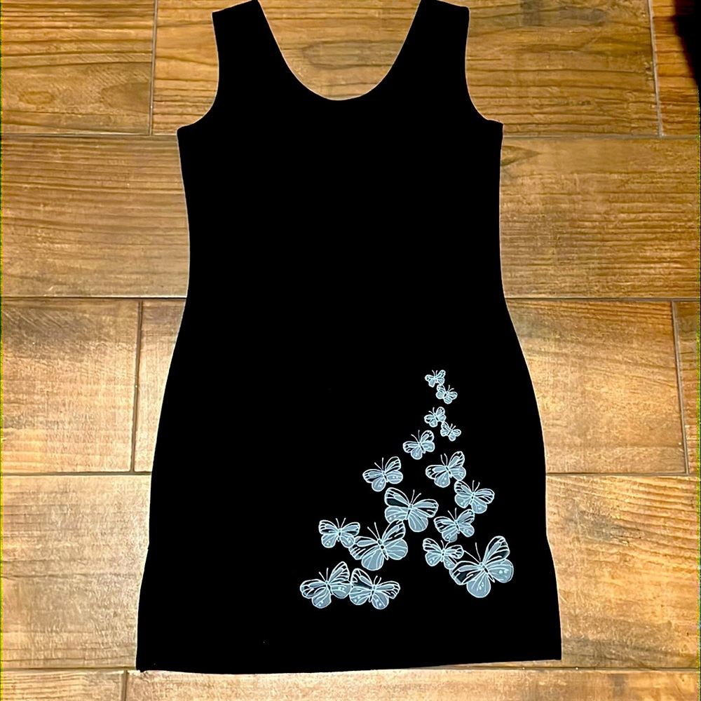 Pretty Girl | Black Butterfly Sleeveless Mini Dress